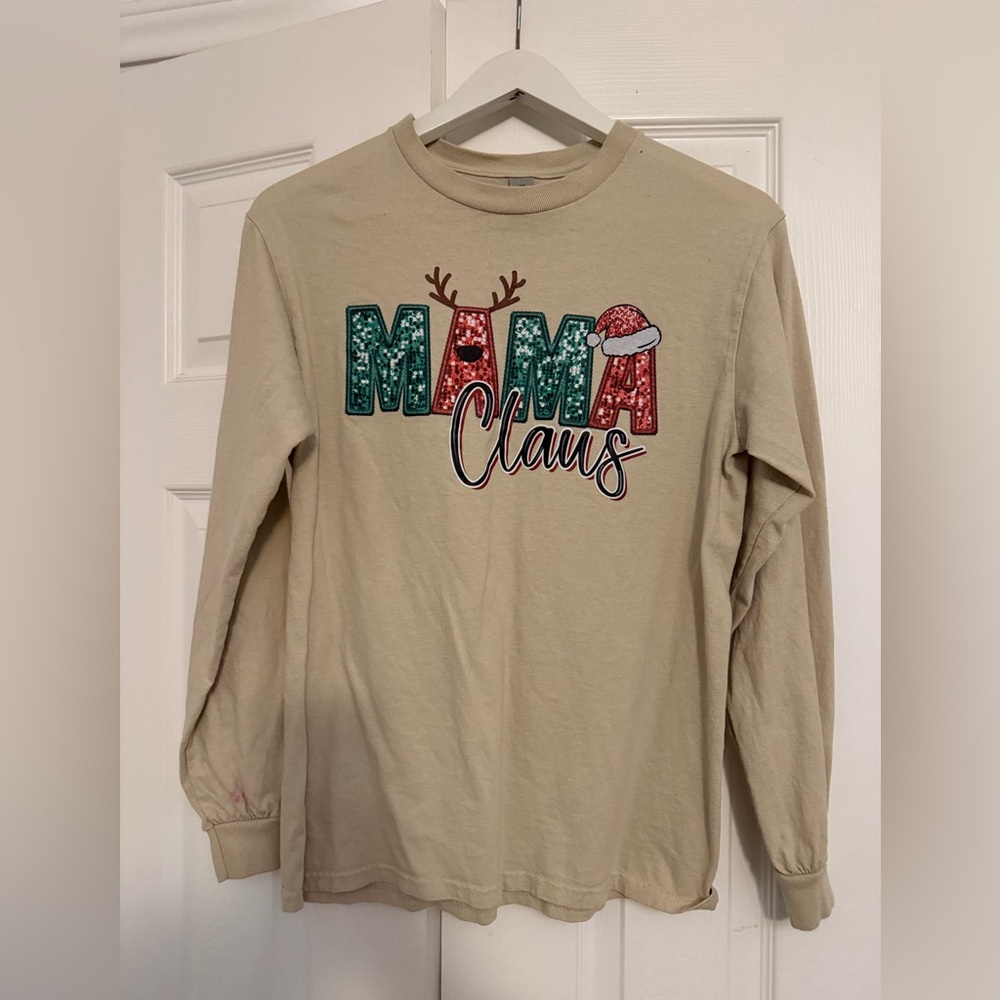 Mama Claus Long Sleeve Shirt - Cream